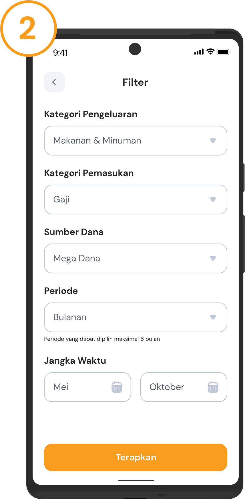 <p>Isi informasi yang ingin difilter sesuai kebutuhan, lalu klik <strong>Terapkan </strong></p>