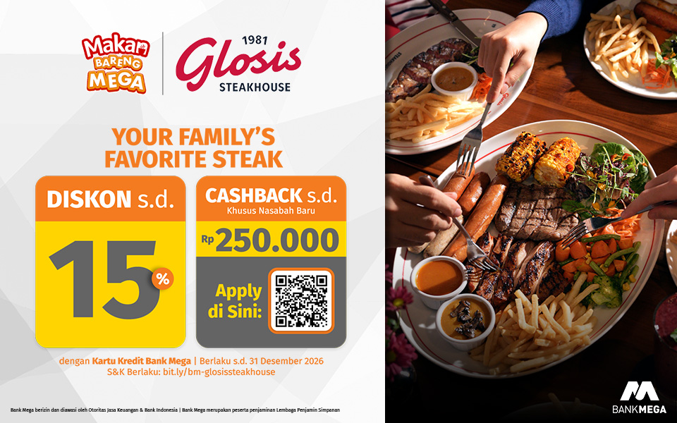 Glosis Steakhouse - Diskon 15% + Cashback Rp250Rb