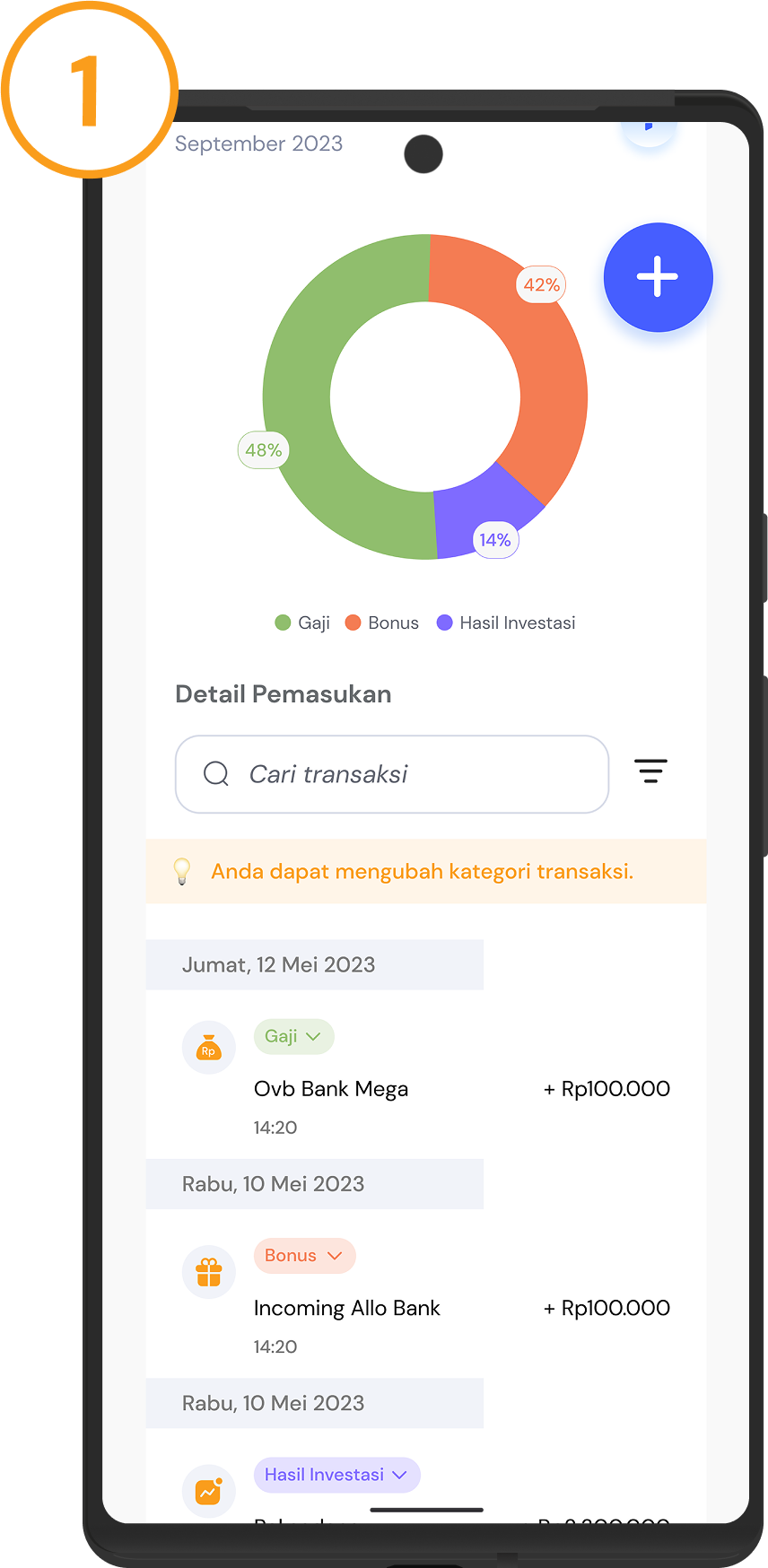 <p>Klik <strong>informasi kategori</strong> pada transaksi yang ingin diubah</p>