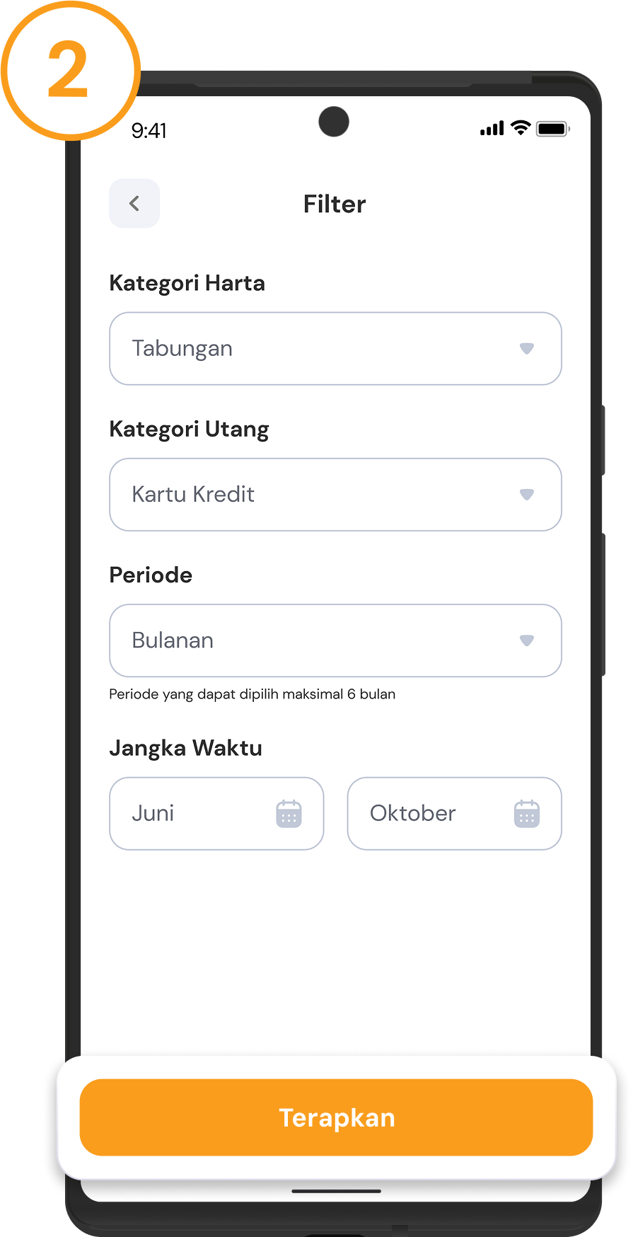<p>Isi informasi yang ingin difilter sesuai kebutuhan, lalu klik <strong>Terapkan</strong></p>