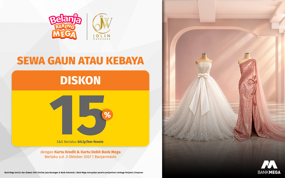 Jolin Wardrobe Diskon 15% Sewa Gaun / Kebaya