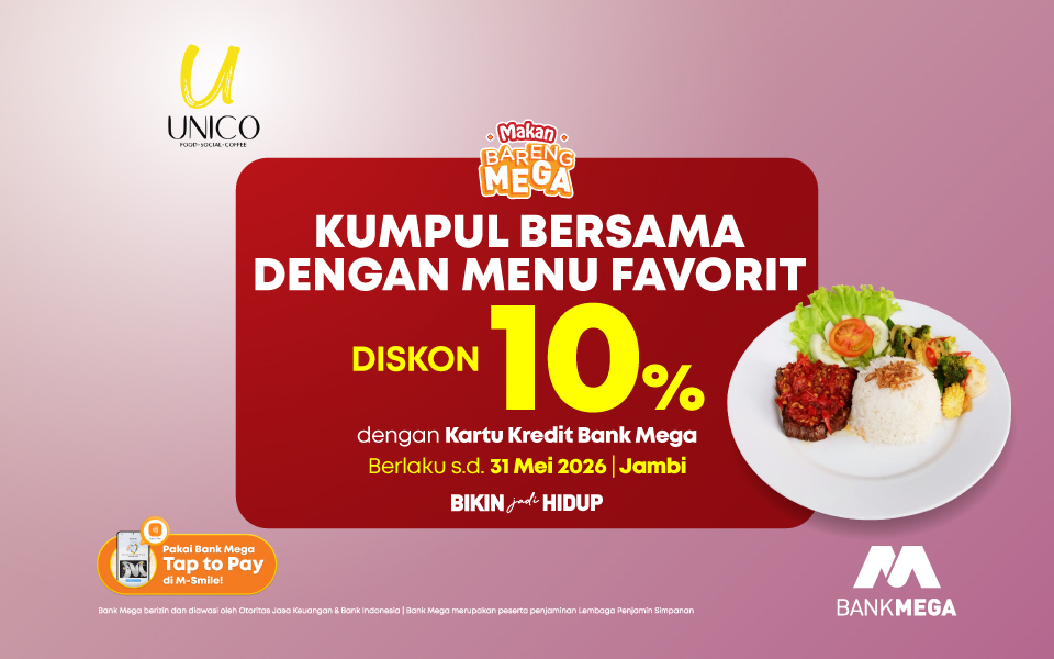 Unico Cafe & Resto Jambi - Diskon 10%