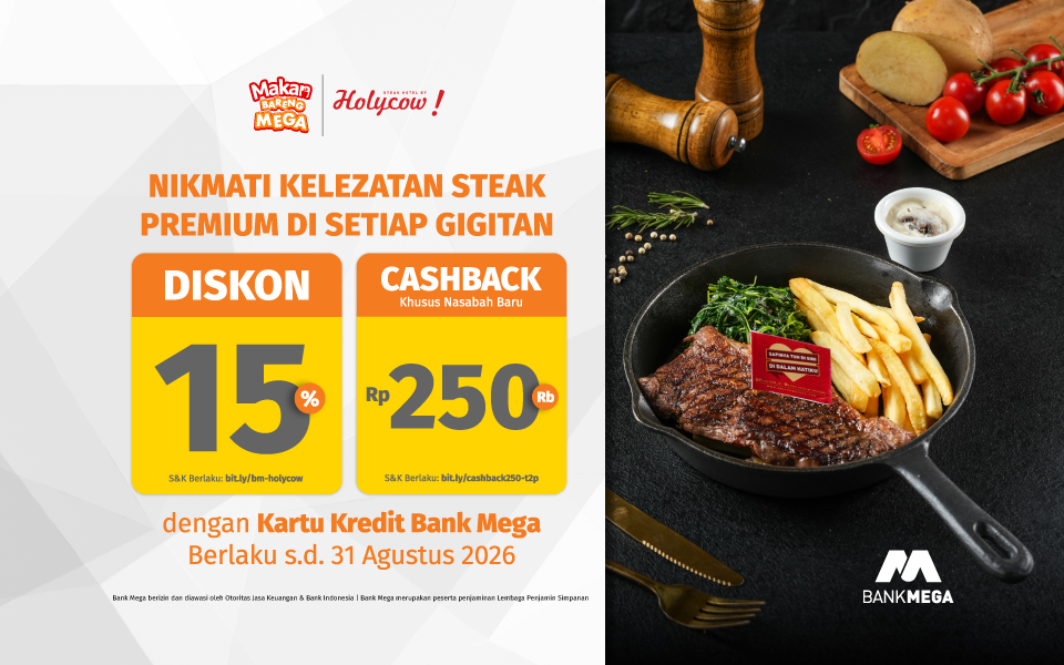 Steak Hotel by Holycow! Diskon 15% + Cashback Rp250Rb