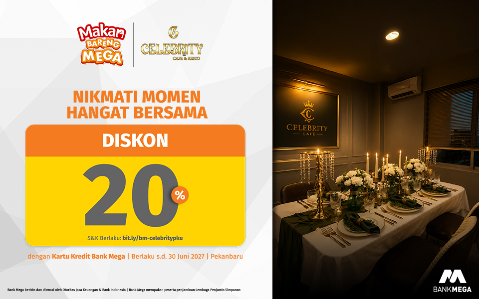 Celebrity Cafe & Resto Pekanbaru - Diskon 20%