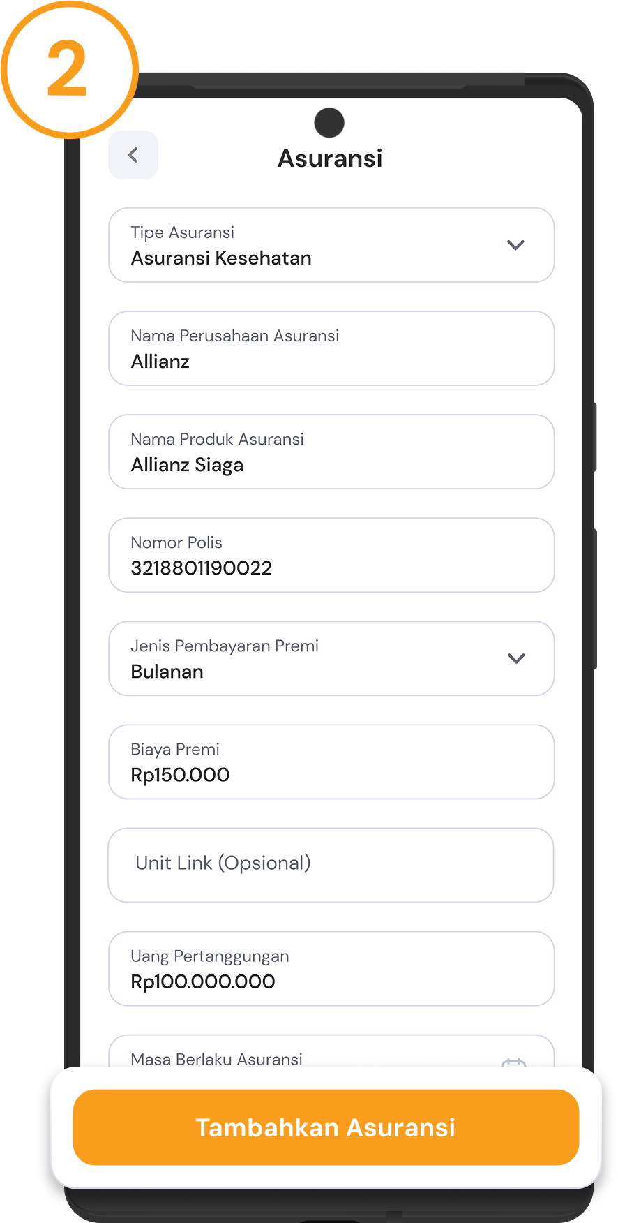<p>Isi seluruh informasi asuransi yang ingin ditambahkan, lalu klik <strong>Tambah Asuransi</strong></p>