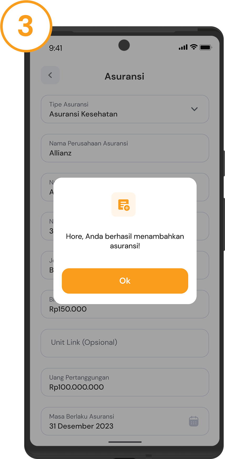<p>Yay! catatan asuransi berhasil ditambahkan di proporsi Asuransi Anda </p>